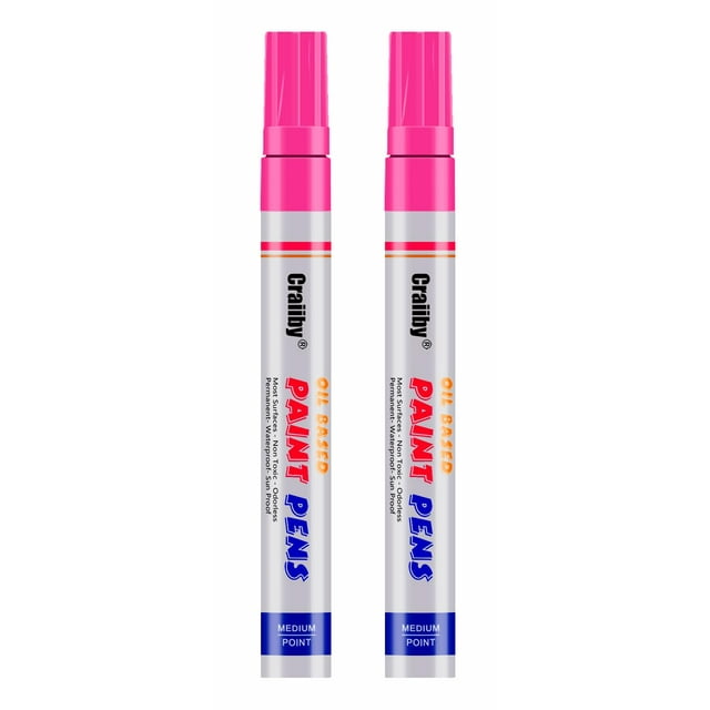 Pink Paint Markers, 2 Pack OilBased Waterproof Quick Dry Permanent