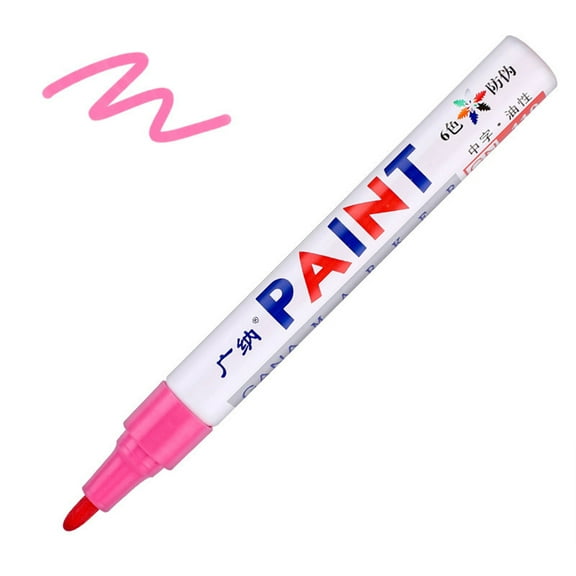 Pink Paint Pen Permanent Paint Markers - 1 Oil Based Paint Pens, Medium Tip, Quick Drying and Waterproof Marker Pens for Metal, Rock Painting, Wood, Fabric, Plastic, Canvas, Mug, Orange Marker