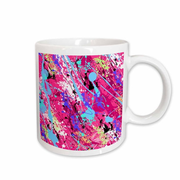 3drose, Pink Paint Splatter Design, 11oz Mug