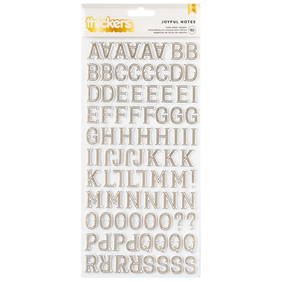 Pink Paislee Joyful Notes Thickers Stickers 182/Pkg-Gold Foil Alpha