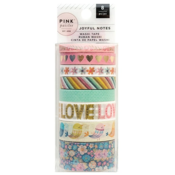 Pink Paislee Joyful Notes Washi Tape-8/Pkg