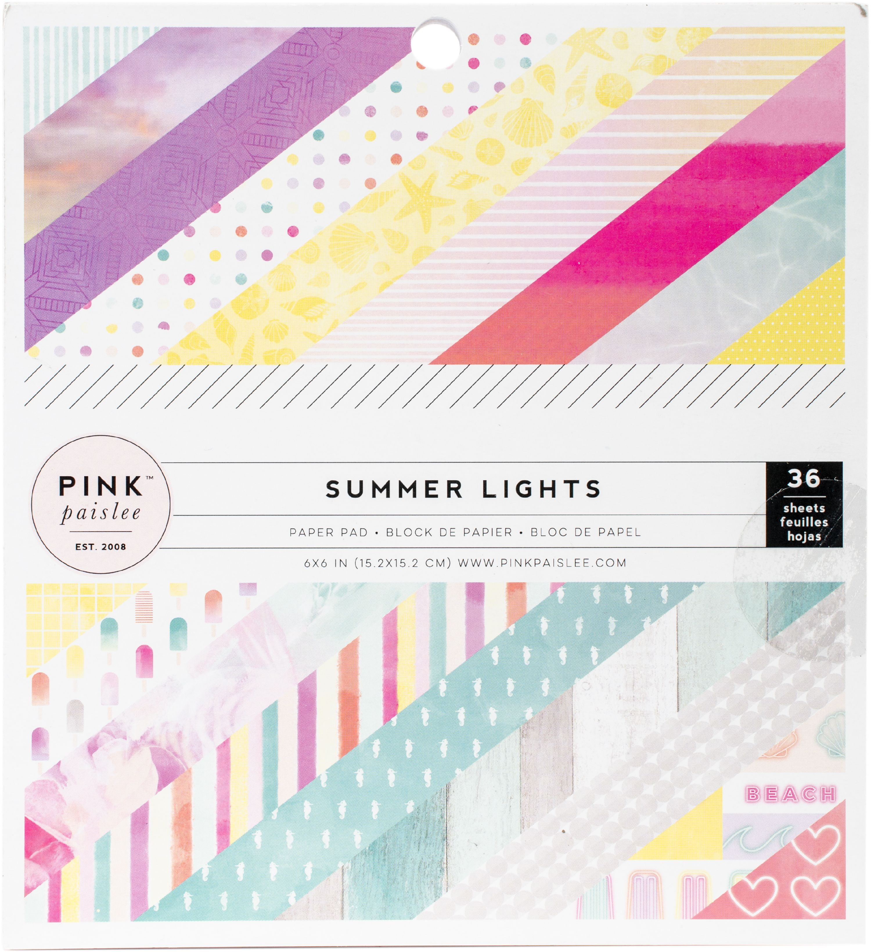 Pink Paislee Single-Sided Paper Pad 6"X6" 36/Pkg-Summer Lights