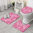 thumbnail image 1 of Pink Paisley and Floral Pattern Bathroom Rugs Sets 3 Piece,Toilet Cover Set,Absorbent Non Slip Bathroom Mats Sets with U-Shaped Contour Rug Toilet Rug Set, 1 of 5
