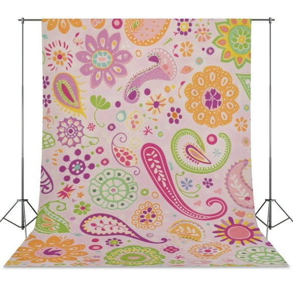 Pink Paisley Floral Pattern Bright Cheerful Design Backdrops for Photography for Party Backdrop Wedding Backdrop Background Picture