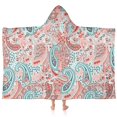 thumbnail image 1 of Pink Paisley and Floral Pattern Hooded Bath Towel，60"x35" for Ages 3 To 12 Kids, Quick Dry Lightweight Soft Microfiber Hood Beach Towel Cover Up for Kids, 1 of 7