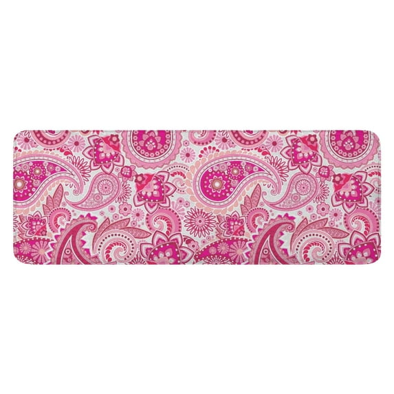 Pink Paisley and Floral Pattern Kitchen Rug Mat,Kitchen Runner Rugs Non Skid Washable,Decorative Kitchen Floor Mats for Kitchen,Sink,Laundry,17"x47.2"