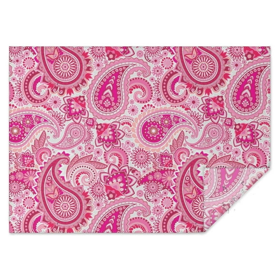 Pink Paisley and Floral Pattern Rectangle Tablecloth 60"x84",Waterproof Polyester Rectangle Table Cloth, Wipeable Spillproof Polyester Tablecloth for Dining, Camping, Indoor and Outdoor