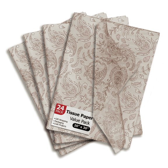 Pink Paisley Printed Tissue Paper for Valentine's Day Gift Bags or Boxes and Wrapping - Bulk Decorative Art Tissue Paper for Packaging and Gifting | 24 Sheets 20" x 30"
