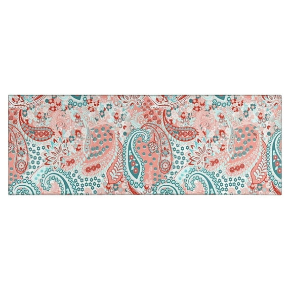 Pink Paisley and Floral Pattern Kitchen Rug Mat,Kitchen Runner Rugs Non Skid Washable,Decorative Kitchen Floor Mats for Kitchen,Sink,Laundry,17"X47"