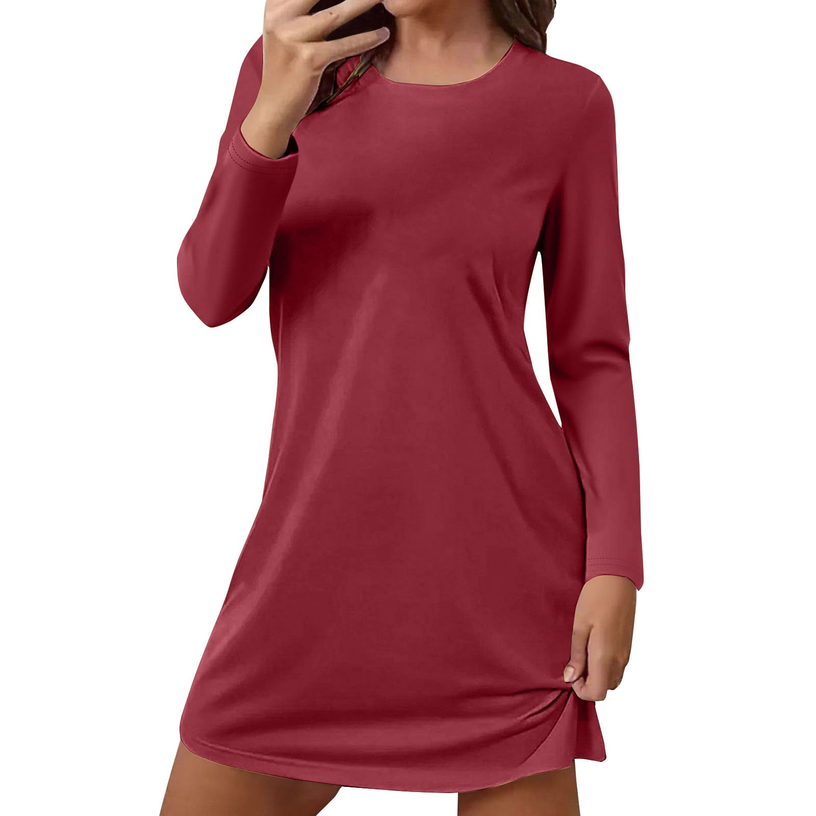 Pink Pajamas for Women Set Heart Print Round Neck Sleepshirts Short ...