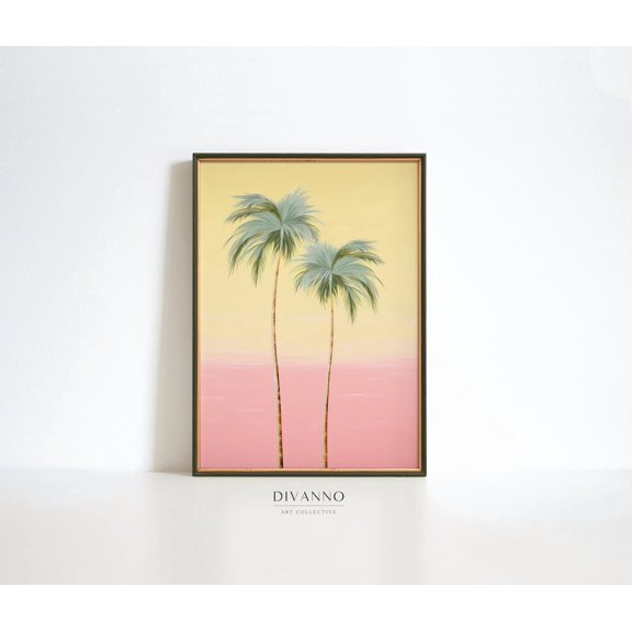 Pink Palm Botanical Summer Poster, Unframed Size 8x12