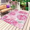thumbnail image 1 of Pink Palm Leaf Outdoor Rug 6x9 Ft, Non Slip Washable Area Rug, Tropical Vintage Grey Summer Plant Patio Rugs Carpet Runner, Large Floor Mat for Indoor/Outdoor Deck Porch Camping, 1 of 8