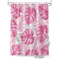 thumbnail image 1 of Pink Palm Leaf Shower Curtain Set, Waterproof Shower Curtains for Bathroom, Tropical Vintage Grey Summer Plant Washable Fabric Cloth Bath Curtain for Bathtub Decoration with Hooks 72x78 Inches, 1 of 6