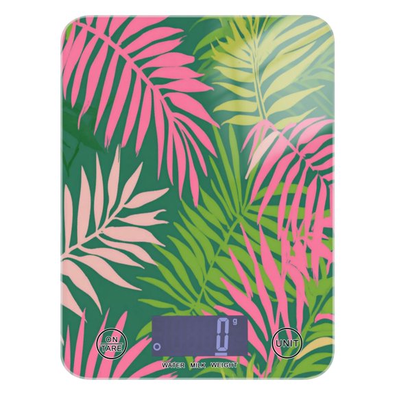 Pink Palm Leaves Food Scale Digital Kitchen Scale Waterproof Grams Ounces lbs for For Baking and Cooking