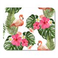 thumbnail image 1 of Pink Palm Summer Tropical Pattern Flamingo Exotic Flowers Leaves Blue Paradise Mousepad Mouse Pad Mouse Mat 9x10 inch, 1 of 3