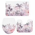 thumbnail image 1 of Pink Palm Tree Bath Mat 3 Piece Bathroom Rug Set, Forest Tropical Plants Flower Leaf Non Slip Bath Rug Contour Mat and Toilet Lid Cover, Absorbent Shower Mats Soft Bath Rugs and Mats Sets, 1 of 8