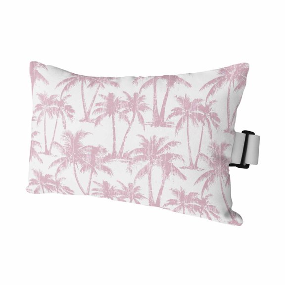 Pink Palm Tree Outdoor Pillows for Chaise Lounge Chair Waterproof Lumbar Pillows with Insert&Adjustable Elastic Strap Beach Headrest Pillow Summer Tropical Tree Coastal Beach Pool Pillow 11"x16"