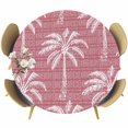 thumbnail image 1 of Pink Palm Tree Round Tablecloth 45-54 Inch Round Fitted Table Cloth with Elastic Edge, Summer Botanical Tropical Tree Waterproof Table Cover Protector for Outdoor Picnic Party Dining, 1 of 9