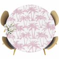 thumbnail image 1 of Pink Palm Tree Round Tablecloth 55-60 Inch Round Fitted Table Cloth with Elastic Edge, Summer Tropical Tree Coastal Beach Waterproof Table Cover Protector for Outdoor Picnic Party Dining, 1 of 9