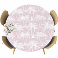thumbnail image 1 of Pink Palm Tree Summer Round Tablecloth 45-54 Inch Round Fitted Table Cloth with Elastic Edge, Beach Tropical Botanical Coastal Waterproof Table Cover Protector for Outdoor Picnic Party Dining, 1 of 9