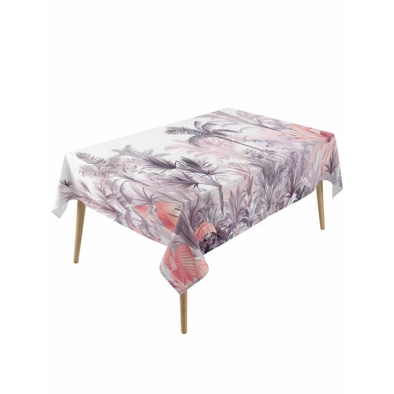 Pink Palm Tree Table Cloth, Forest Tropical Plants Flower Leaf Waterproof Tablecloth for Rectangle Tables, Reusable Washable Fabric Table Cover for Restaurant Kitchen Dining Tables 60"x120"