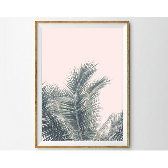 Pink Palms Print Tropical Leaf Print Tropical Leaf Wall Art Prints Coastal Decor Beach Wall Art Palm Tree Print Botanical Poster Print Wall Art, Modern Wall Decor, 8x12 UNFRAMED