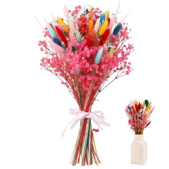 Pink Pampas Dried Flower Bouquet, Colorful Pampas Grass Floral Arrangement, Vibrant Mixed Bouquet for Home Decor, Table Centerpiece, Wedding Decoration, DIY Vase Display