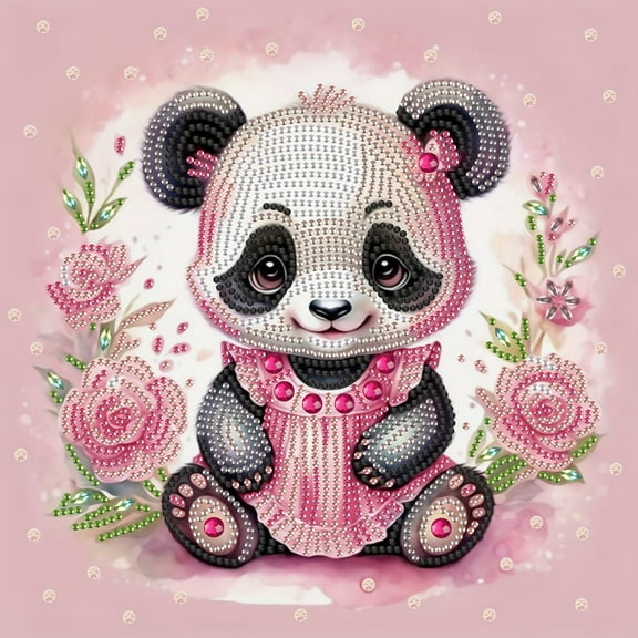Pink Panda Diamond Art Painting Kit