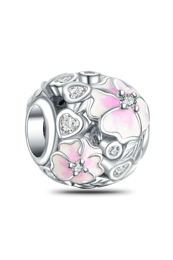 LOVE Openwork Flower Charm, 925 Sterling Silver, 1 Pack