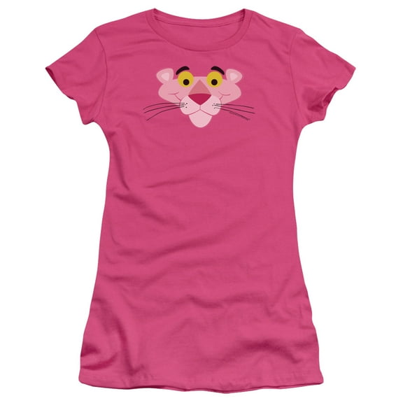 Pink Panther Face Junior Women's T-Shirt Sheer Hot Pink