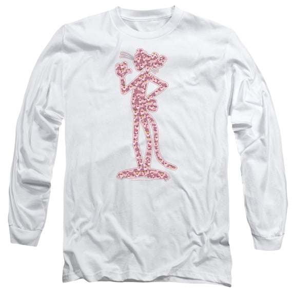 Pink Panther Heads Long Sleeve Adult 18/1 T-Shirt White