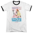 thumbnail image 1 of Pink Panther Say Oui Adult Ringer T-Shirt White Black, 1 of 1