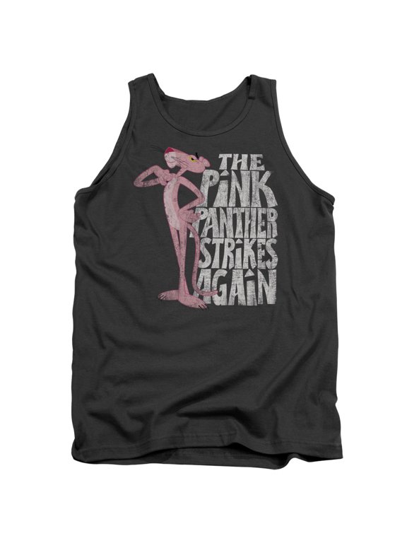 Pink Panther Strikes Again Adult Tank Top Charcoal