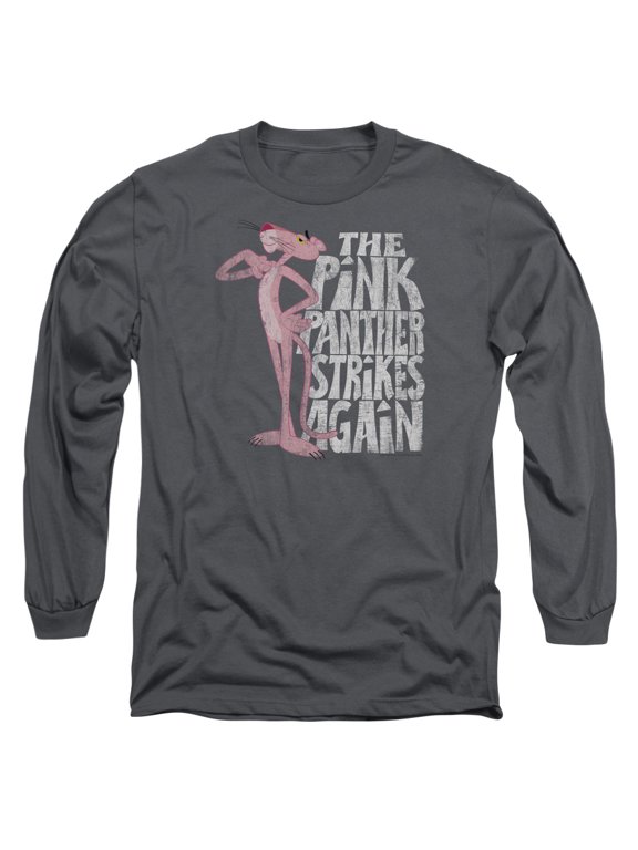 Pink Panther Strikes Again Long Sleeve Adult 18/1 T-Shirt Charcoal