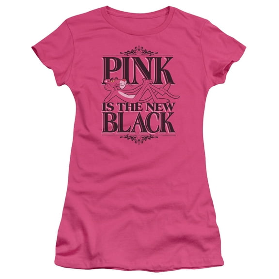 Pink Panther The New Black Junior Women's T-Shirt Sheer Hot Pink