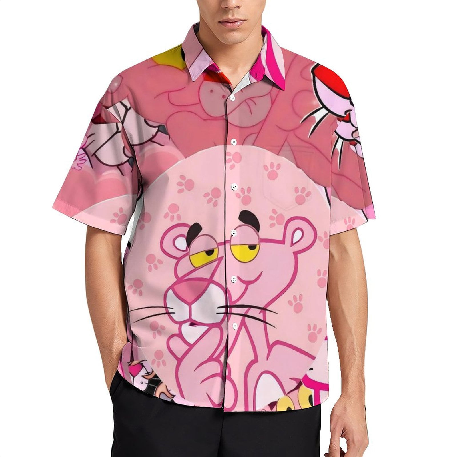 Pink Shis Pink Panthermens shirts short sleeve button down tops M - Walmart.com