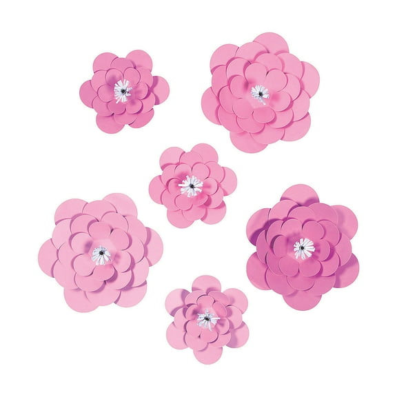 Pink Paper Flowers - Party Decor - 12 Pieces