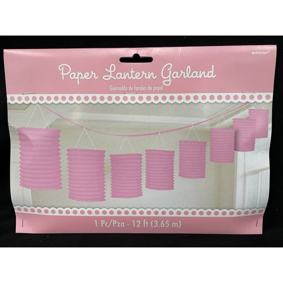 Pink Paper Lantern Garland 12ft