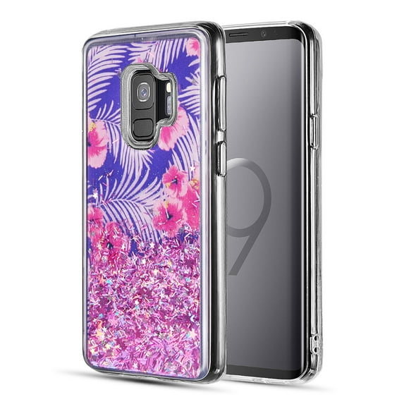 Pink Paradise Sparkling Waterfall Protective Case for Samsung Galaxy S9 (Exact Perfect Fit)