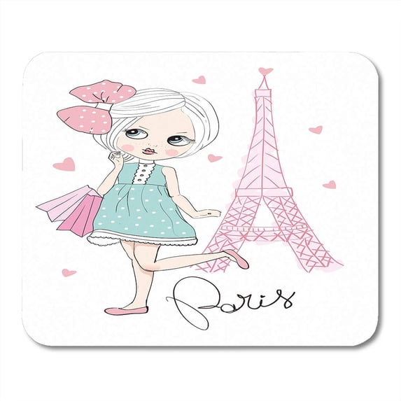 Pink Paris Girl Love Princess Valentine Adorable Baby Mousepad Mouse Pad Mouse Mat 9x10 inch