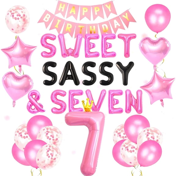Pink Party Decoration Set with Glitter Balloons and Banner Combination