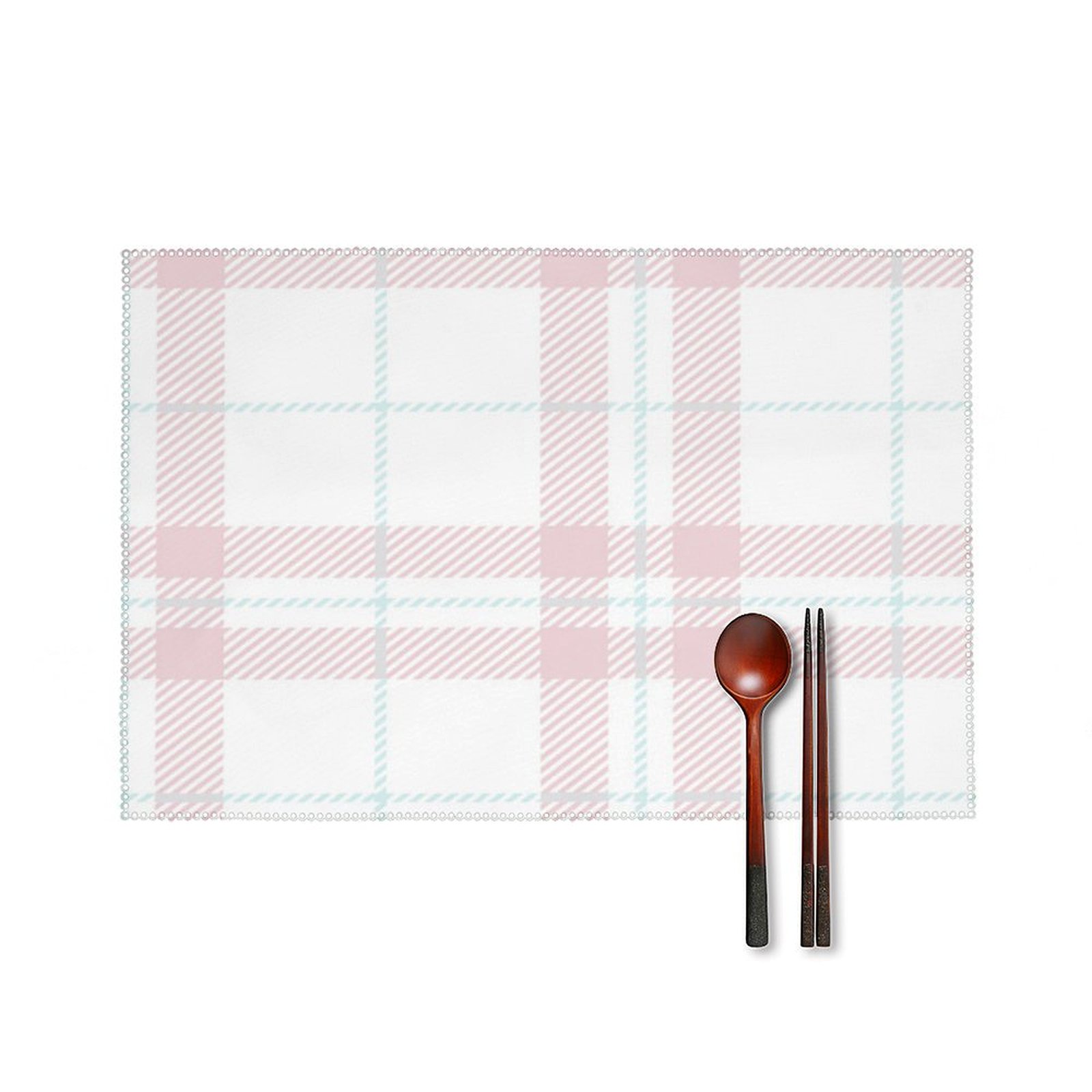 Pink Pastel Blue White Tartan Plaid Dinner Placemats Set of 4 Kitchen