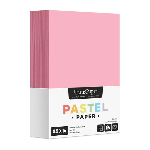 Pink Pastel Color Paper – Great for Arts and Crafts and Stationery Printing – 8.5 x 14" (Menu/Legal Size) – 20lb Bond / 50lb Text / 75GSM – Copy, Writing and Printer Paper – 500 Sheets per Pack