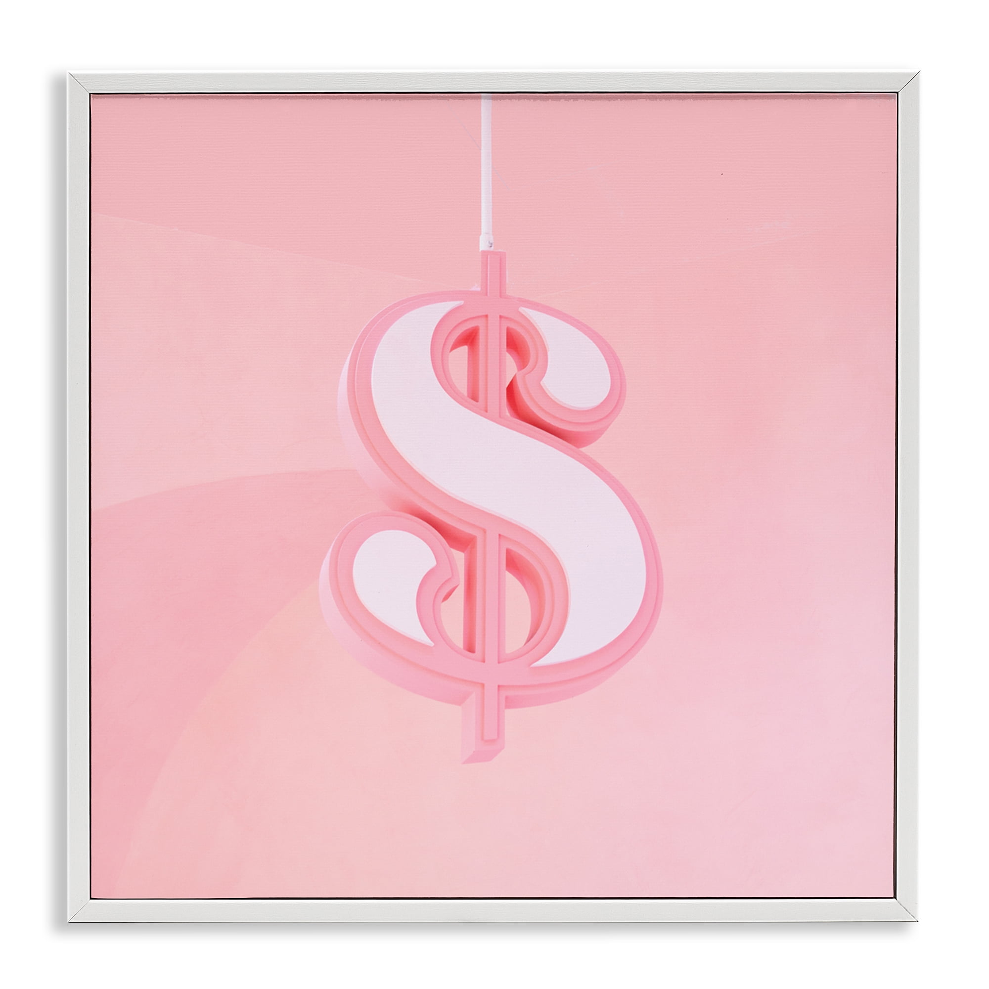 Pink Pastel Dollar Sign White Framed Giclee Art, design by LISH Creative