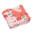 thumbnail image 1 of LollyBanks Baby Girl Ruffle Blanket, Organic Cotton Muslin Crib Quilt, 40 x 36 in, Pink Farm Print, 1 of 8