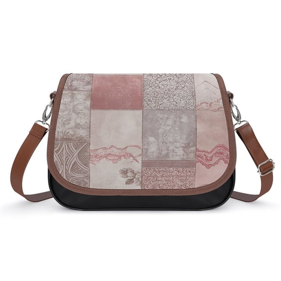 Pink Patchwork Floral Wallpaper Design Vintage Crossbody Bag For Women Medium Leather Hobo Bags Shoulder Bag Classic City Leather Satchels