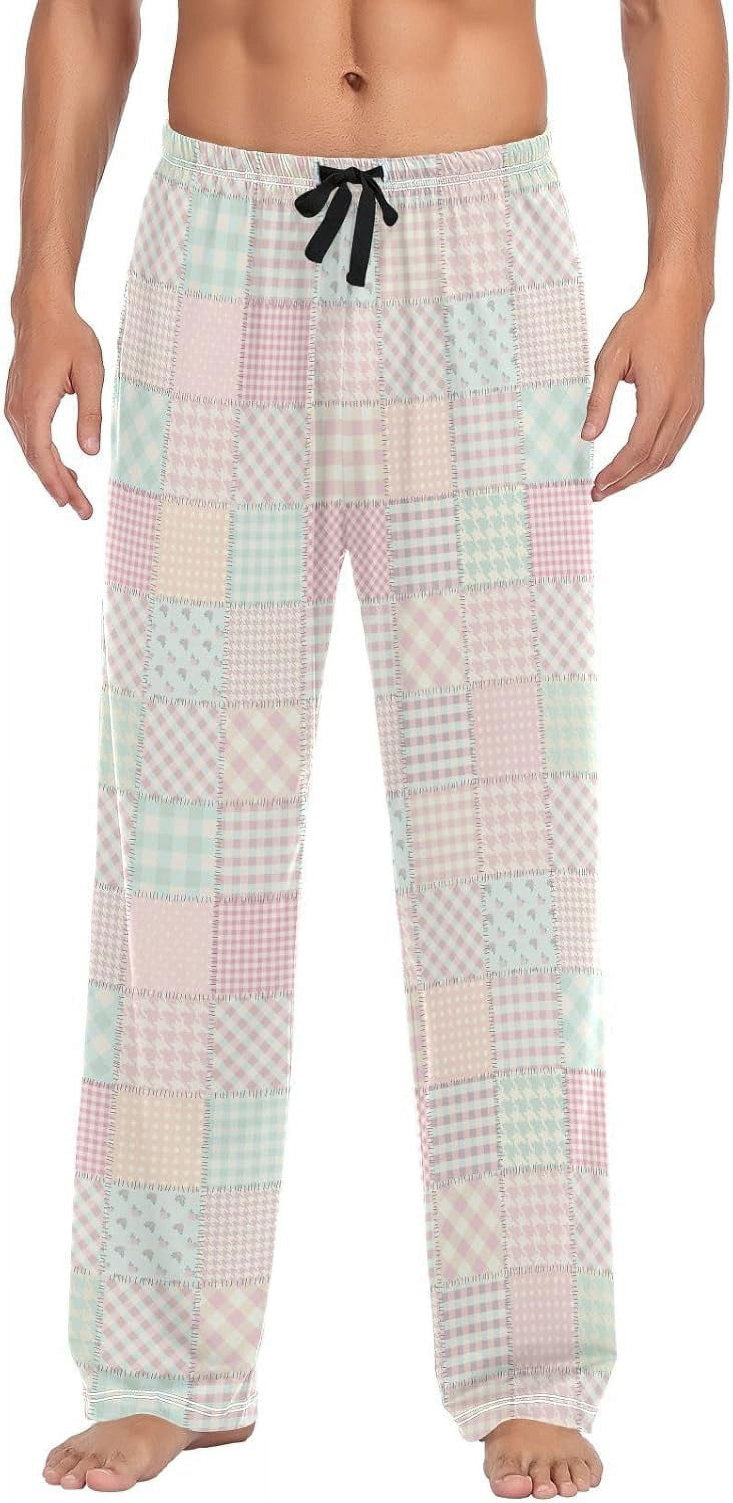 Pink Patchwork Hexagon Quilt Mens Pajama Pants Sleepwear