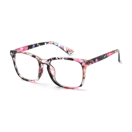Pink Pattern Square Eyeglasses - Fashion Optical Frames for Casual Daily Use