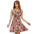 thumbnail image 1 of Pink Pattern with Cute Pugs Dress Fashion Beach Long Dresses Female Party Printed Sundress, 1 of 7