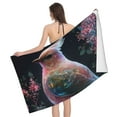 Pink Patterned Bird B Quick Dry Beach Towel, Bath Towels for Bathroom